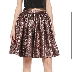Alice + Olivia Pia Metallic Rosegold Skirt